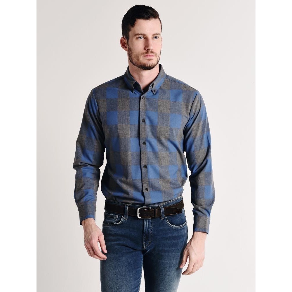 Mizzen+Main Sierra Button Down Shirt Medium Gray Blue Plaid